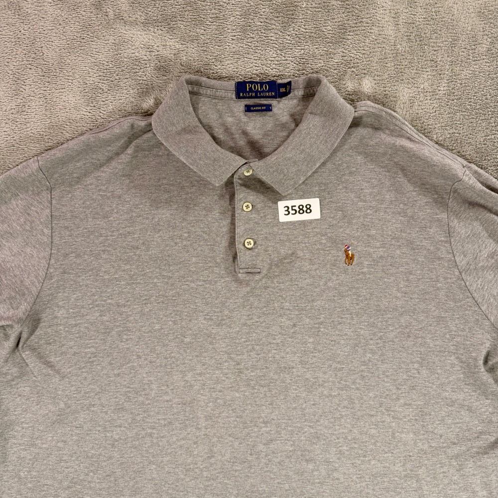 Polo Ralph Lauren Polo Shirt Mens XXL Gray Classic Fit Short Sleeve Pony Logo
